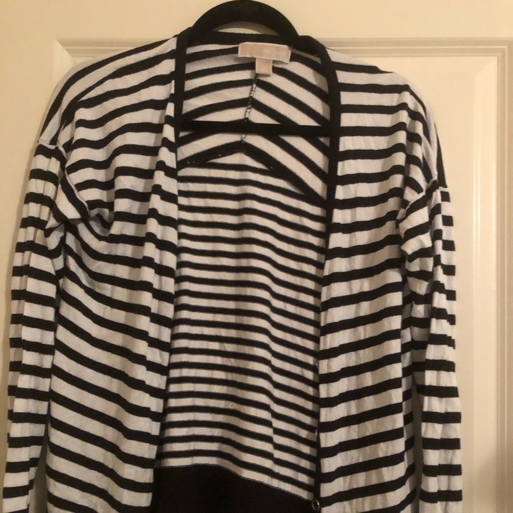 Black and white striped cardigan